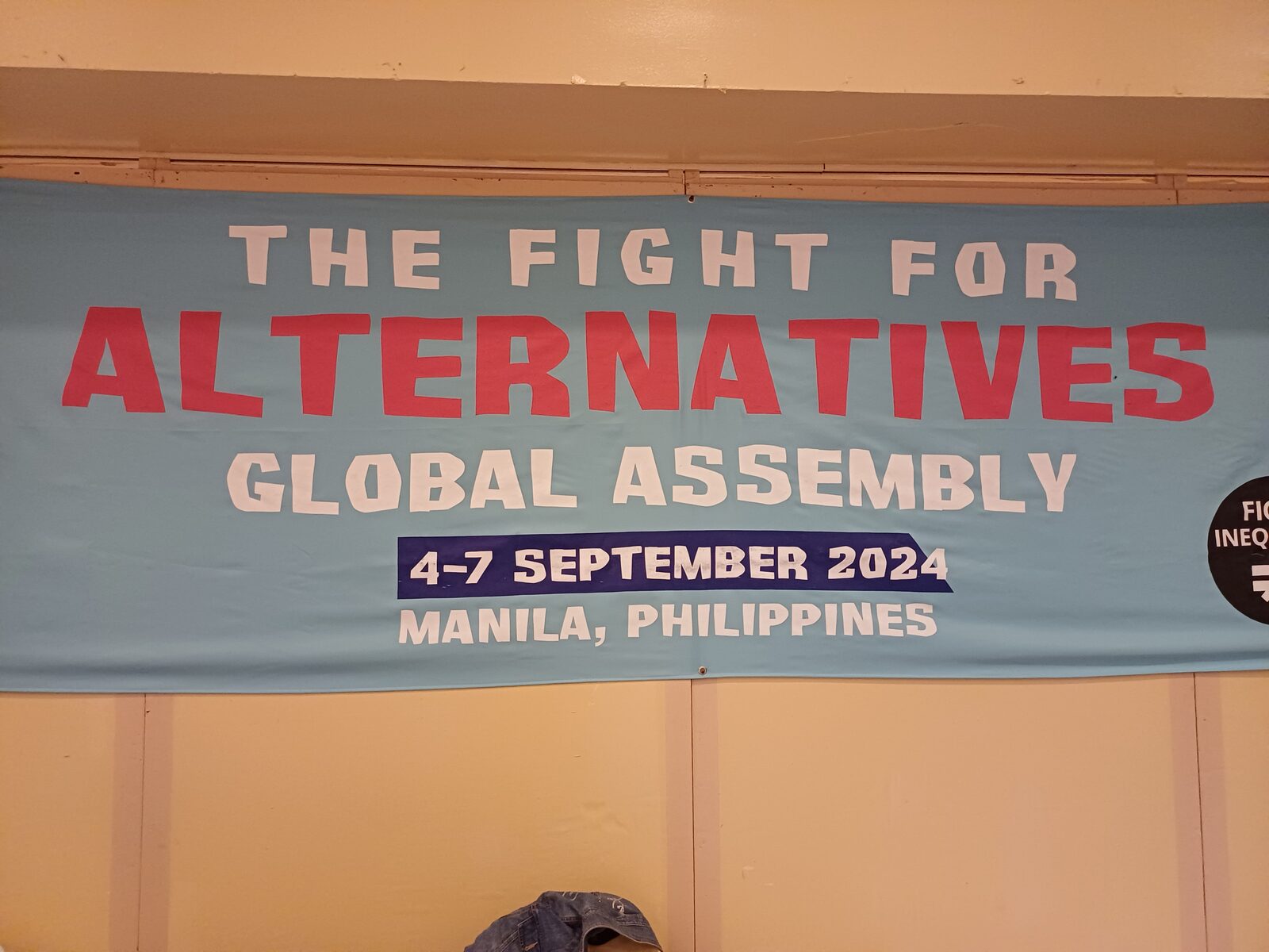 Banner for the Fight for Alternatives Global Assembly, Manila